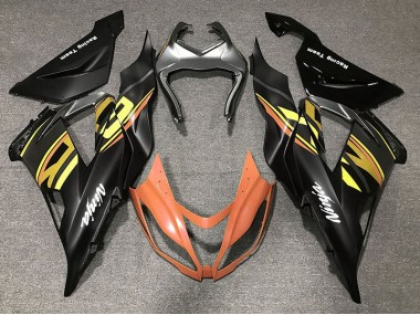 2013-2018 Gloss Black & Orange ZX6R Motorcycle Fairings