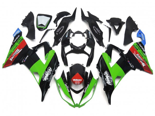 2013-2018 MotoCard Green and Black ZX6R Motorcycle Fairings