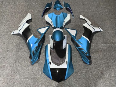 2015-2019 Light Blue & Carbon Fiber Accents R1 Motorcycle Fairings