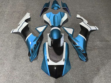 2015-2019 Light Blue & Carbon Fiber Accents R1 Motorcycle Fairings