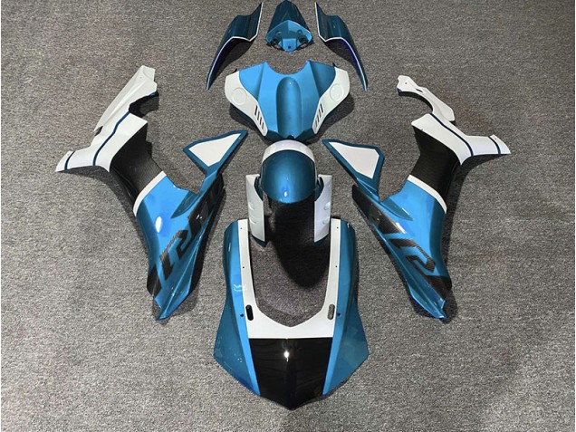 2015-2019 Light Blue & Carbon Fiber Accents R1 Motorcycle Fairings