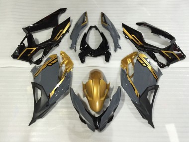 2018-2023 Nardo Grey and Gold Ninja 400 Motorcycle Fairings